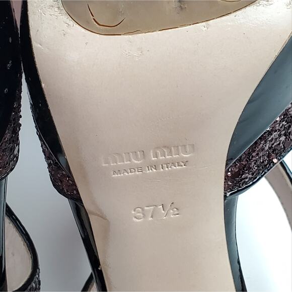 Miu Miu Patent Leather Purple Glitter Platform High Heel Shoes - Picture 11 of 15